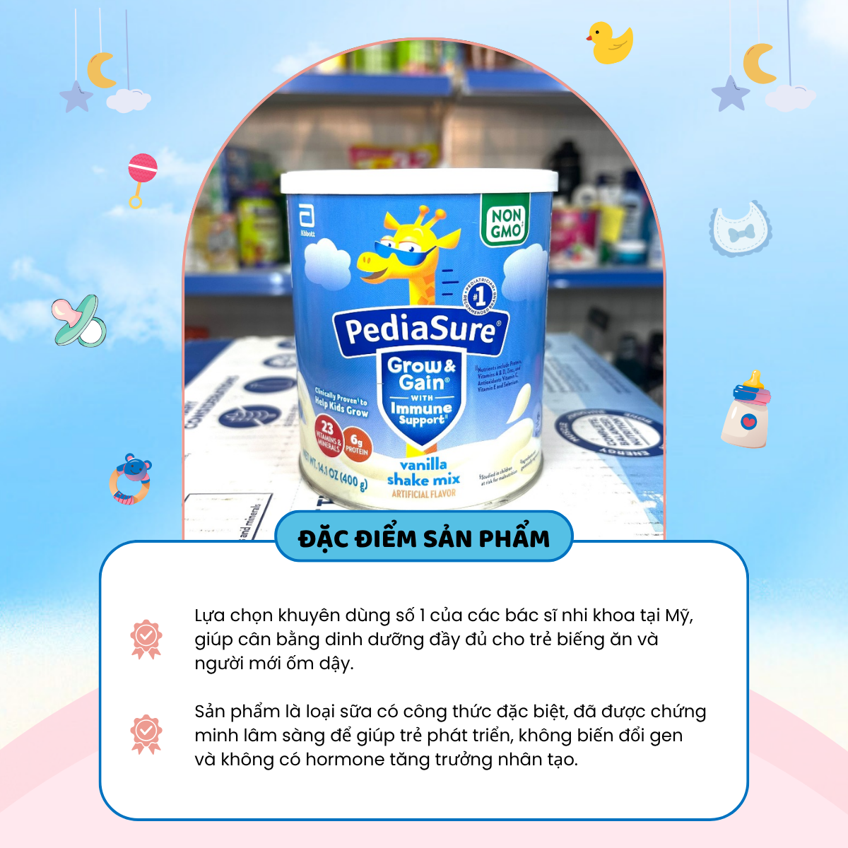 Sữa Bột PediaSure Mỹ Grow & Gain Hương Vani Giàu Dinh Dưỡng Phát Triển Trí Não Tăng Miễn Dịch Cho Trẻ Từ 1 Tuổi 400g - Ảnh 3