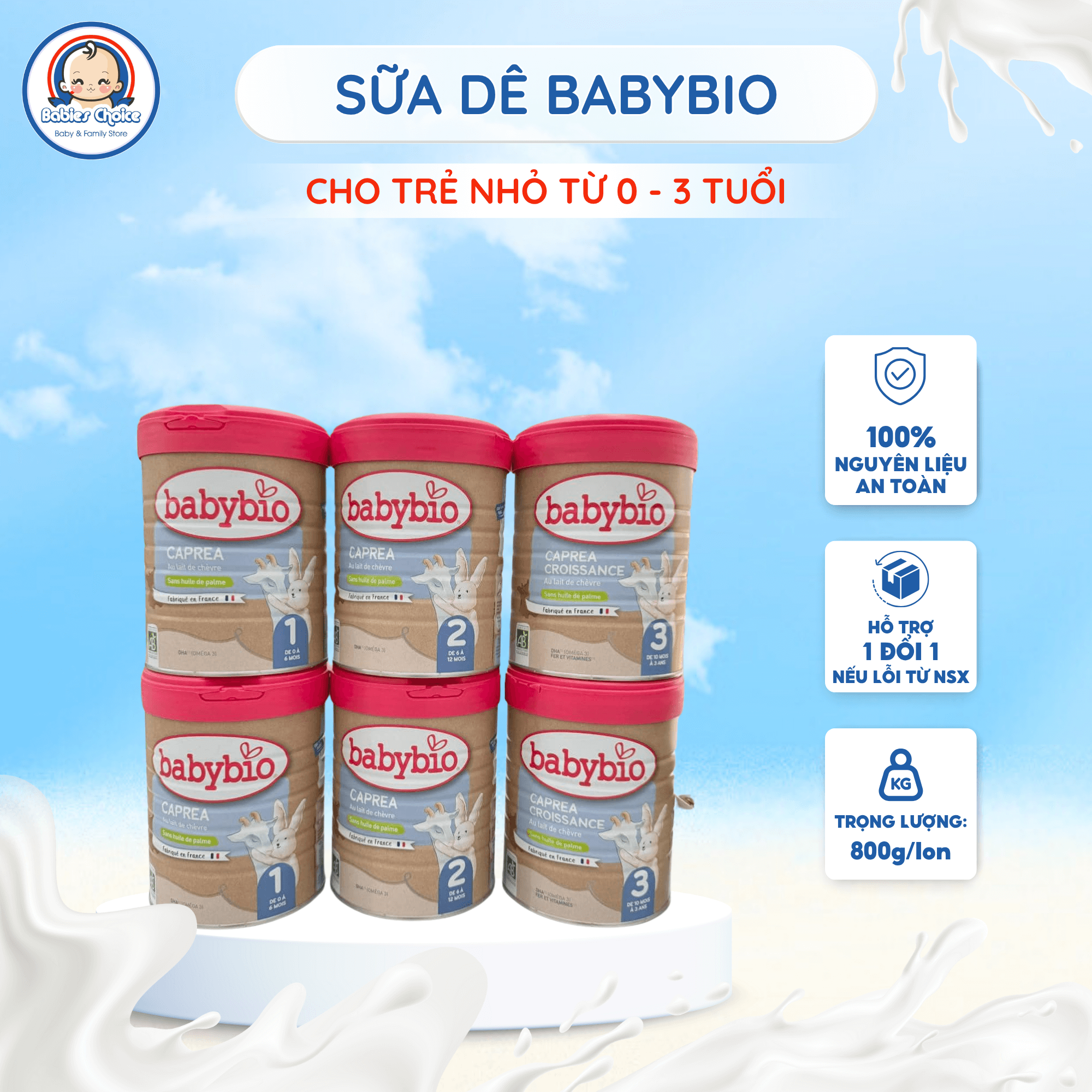 Sữa Dê Hữu Cơ Babybio Caprea Dành Cho Bé Tăng Chiều Cao Cân Nặng Phát Triển Toàn Diện Lon 800g - Ảnh 2