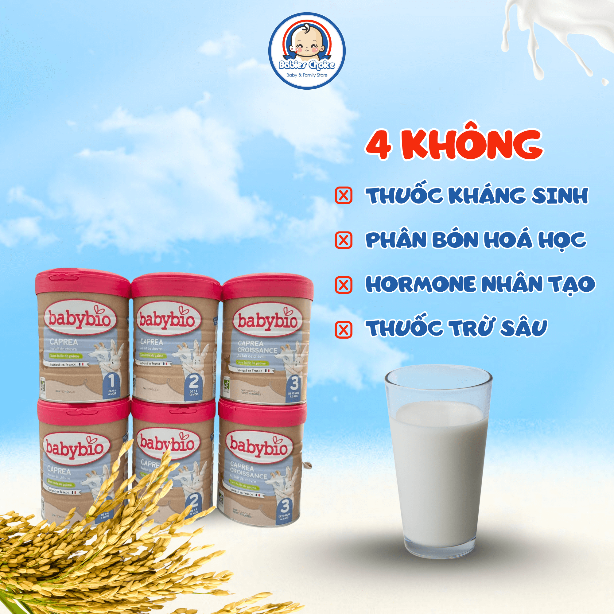 Sữa Dê Hữu Cơ Babybio Caprea Dành Cho Bé Tăng Chiều Cao Cân Nặng Phát Triển Toàn Diện Lon 800g - Ảnh 3