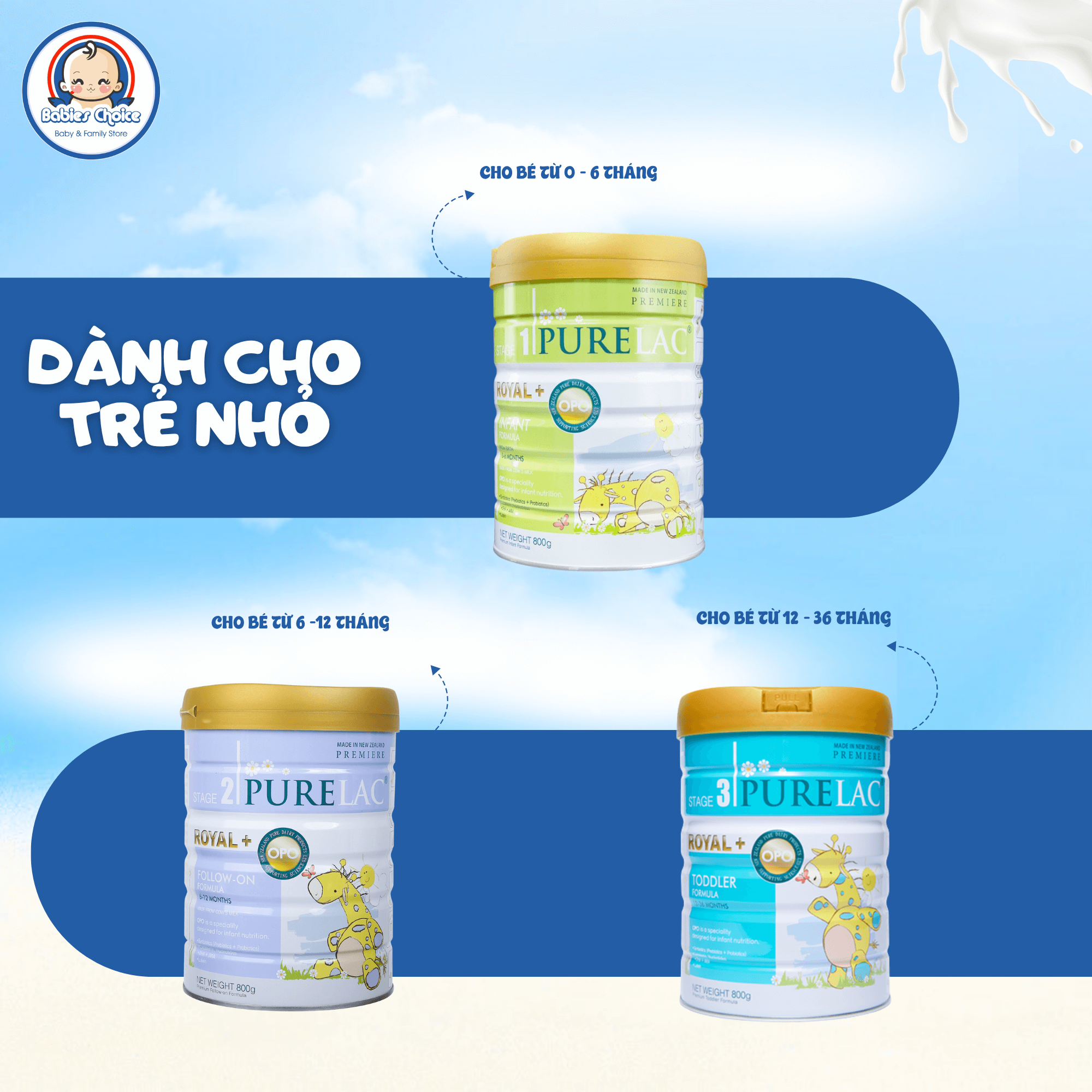 Sữa Công Thức Purelac Royal Newzealand Số 1 2 3 Dinh Dưỡng Cho Bé Lon 800g - Ảnh 3