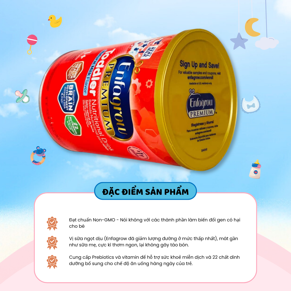 Sữa Bột Enfagow Của Mỹ Phát Triển Toàn Diện Cả Cân Nặng Chiều Cao Trí Náo Cho Bé Từ 1 - 3 Tuổi - Ảnh 3