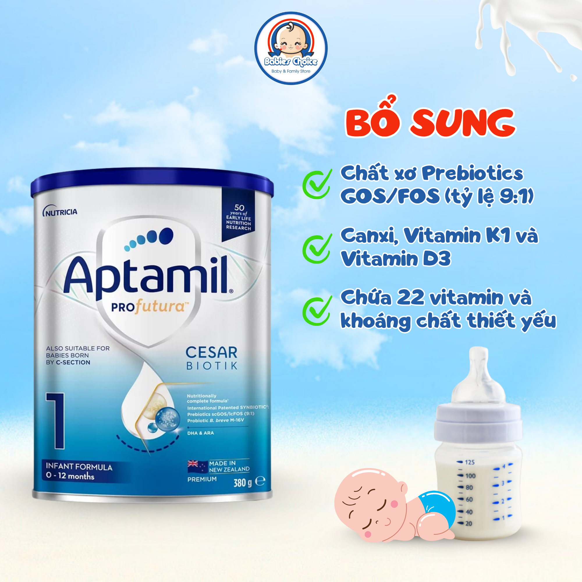 Sữa Bột Công Thức Aptamil Profutura Cesarbiotik Newzealand Số 1 Giúp Trẻ Phát Triển Tăng Sức Đề Kháng Lon Nhỏ 380g - Ảnh 4