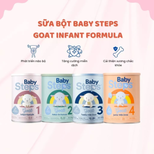 Sữa Bột Baby Steps Goat Infant Formula Số 1 2 3 4 Phát Triển Trí Não Tăng Hệ Miễn Dịch Hỗ Trợ Xương Khớp 900g