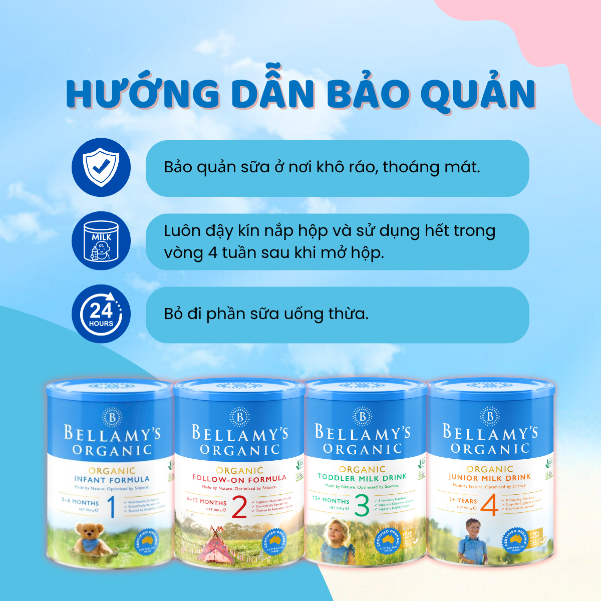 Sữa Bột Công Thức Bellamy’s Organic Đạm A1 Số 1 2 3 4 Phát Triển Trí Não Xương Răng Tăng Miễn Dịch 900g - Ảnh 6