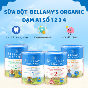 Sữa Bột Công Thức Bellamy’s Organic Đạm A1 Số 1 2 3 4 Phát Triển Trí Não Xương Răng Tăng Miễn Dịch 900g