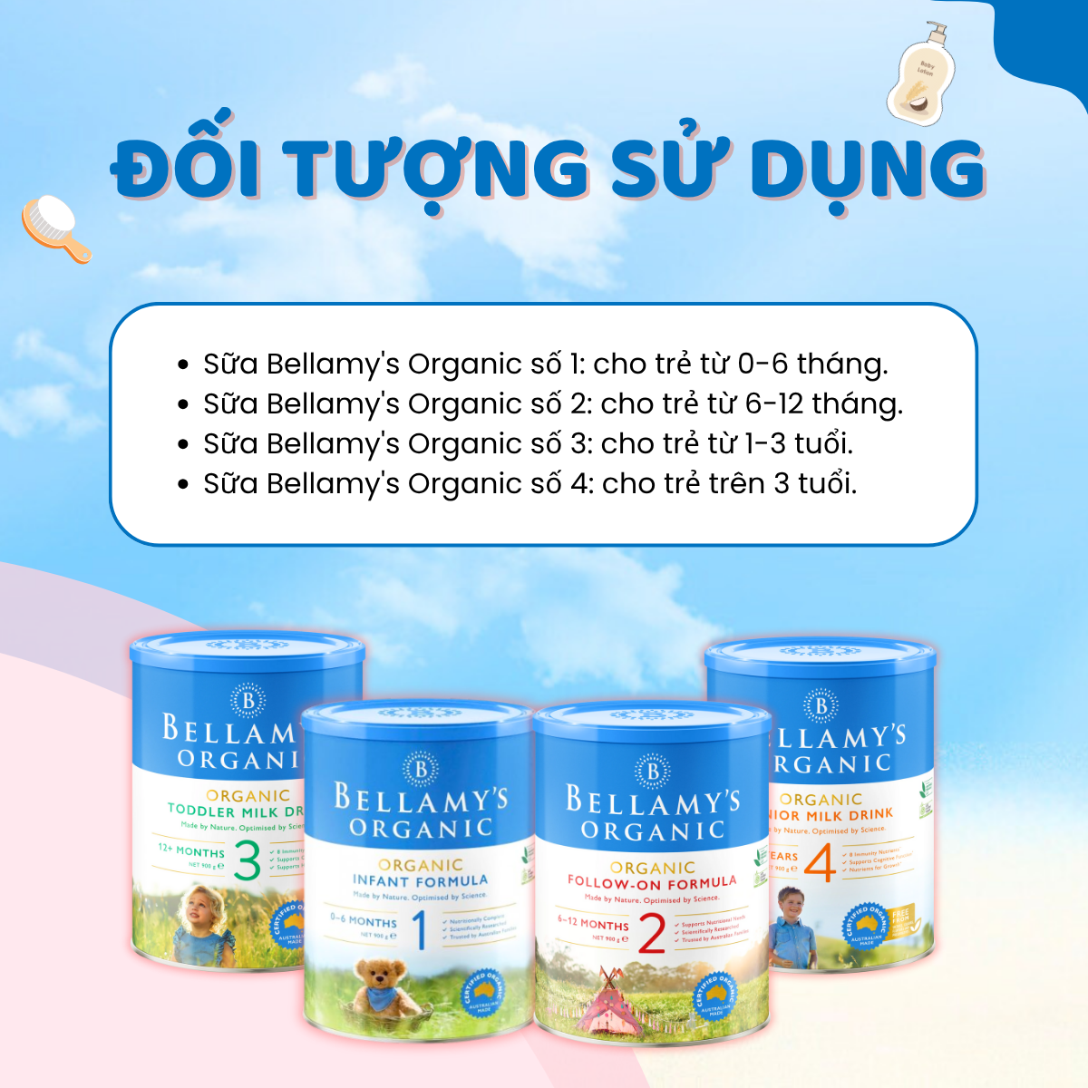 Sữa Bột Công Thức Bellamy’s Organic Đạm A1 Số 1 2 3 4 Phát Triển Trí Não Xương Răng Tăng Miễn Dịch 900g - Ảnh 5