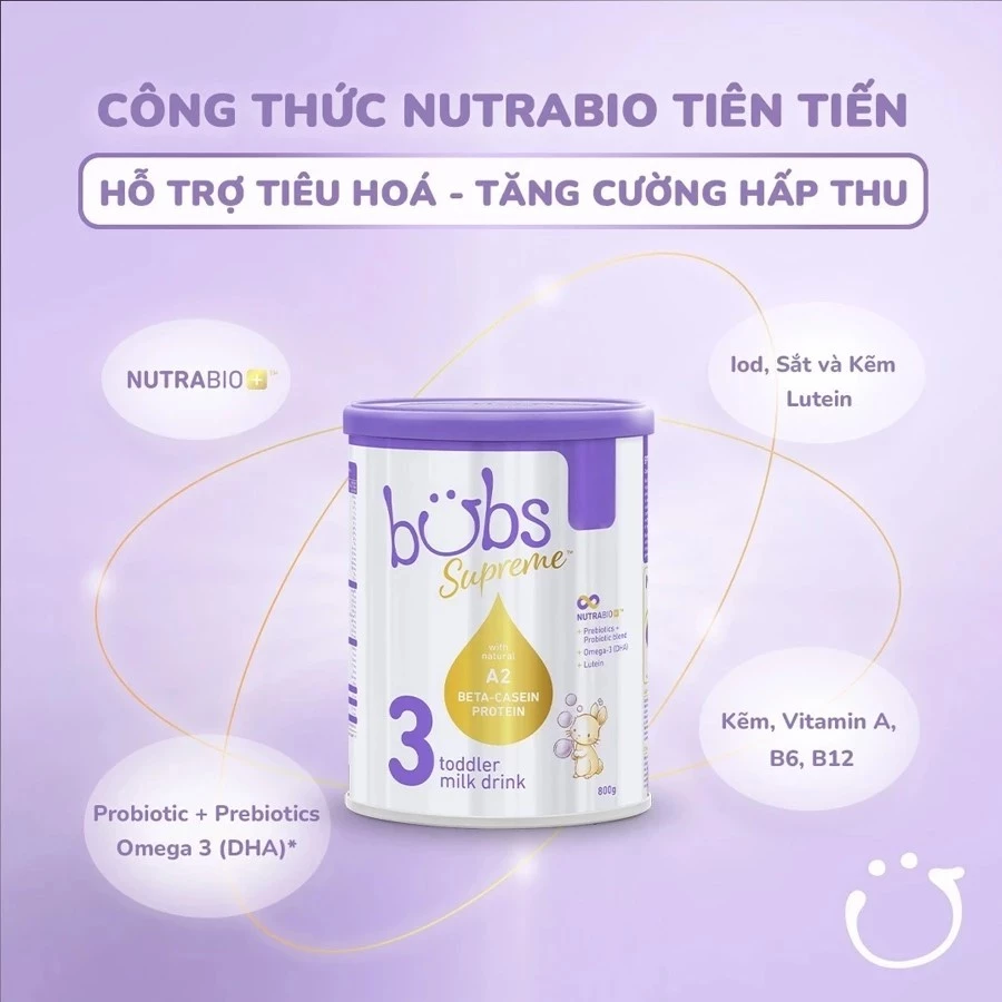 Sữa Bubs Supreme Đạm A2 Số 1 2 3 Hộp 800g - Sữa Bột Công Thức Cho Bé Từ 0-3 Tuổi - Ảnh 2