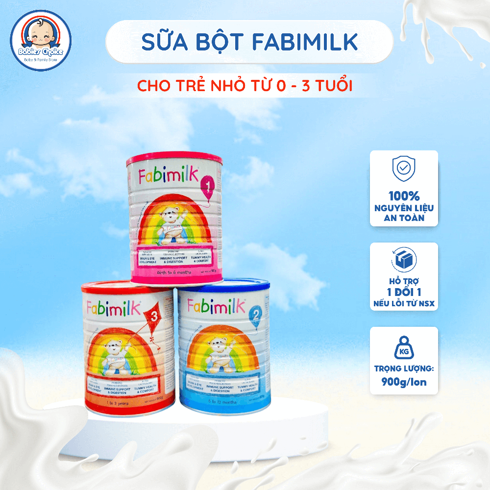 Sữa Bột Cho Bé Fabimilk Nhập Khẩu Anh Quốc Lon 900g Giúp Bé Cải Thiện Hệ Tiêu Hóa Số 1 2 3