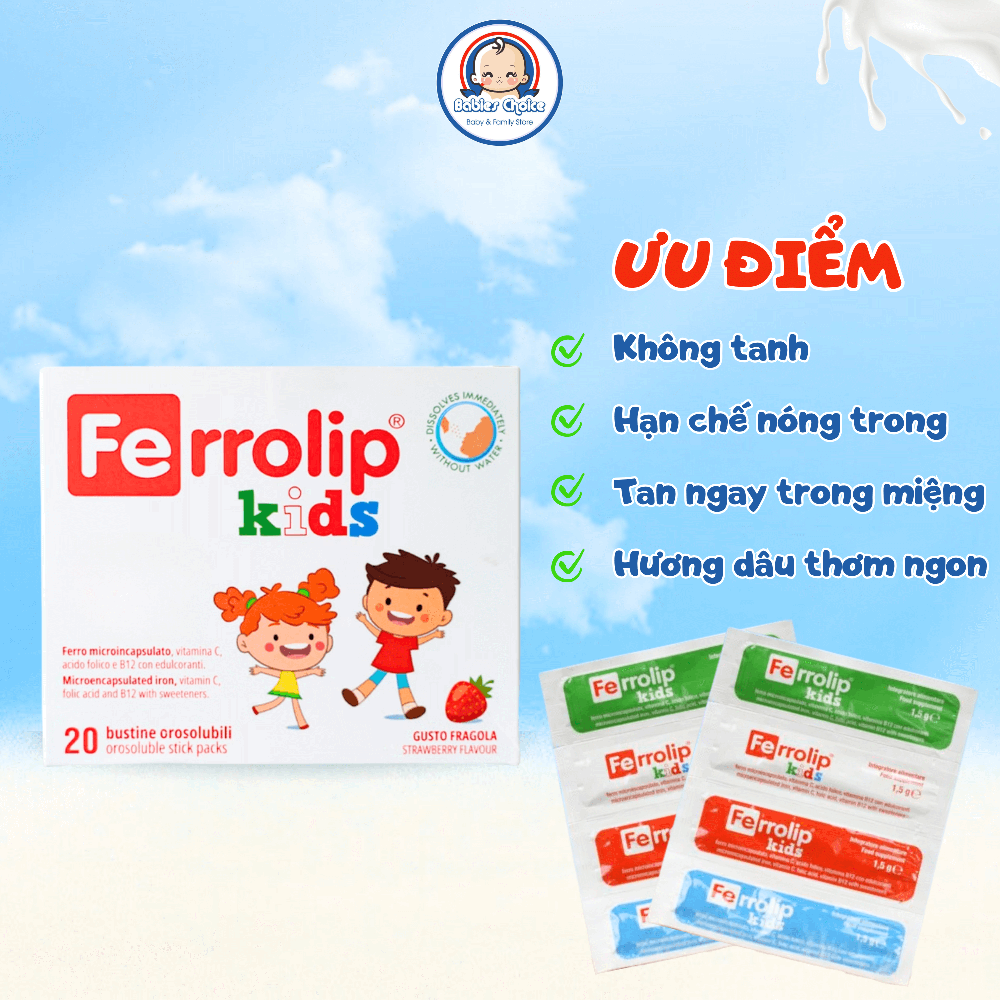 Sắt Sinh Học Ferrolip Kid Bổ Sung Sắt Liposome Cho Trẻ Từ 1 Tuổi, Hương Dâu Thơm Ngon Dễ Tan 20 Gói - Ảnh 3