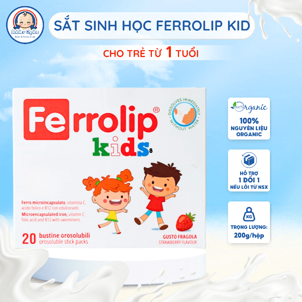 Sắt Sinh Học Ferrolip Kid Bổ Sung Sắt Liposome Cho Trẻ Từ 1 Tuổi, Hương Dâu Thơm Ngon Dễ Tan 20 Gói - Ảnh 2