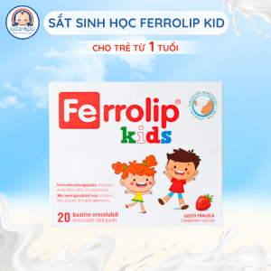 Sắt Sinh Học Ferrolip Kid Bổ Sung Sắt Liposome Cho Trẻ Từ 1 Tuổi, Hương Dâu Thơm Ngon Dễ Tan 20 Gói