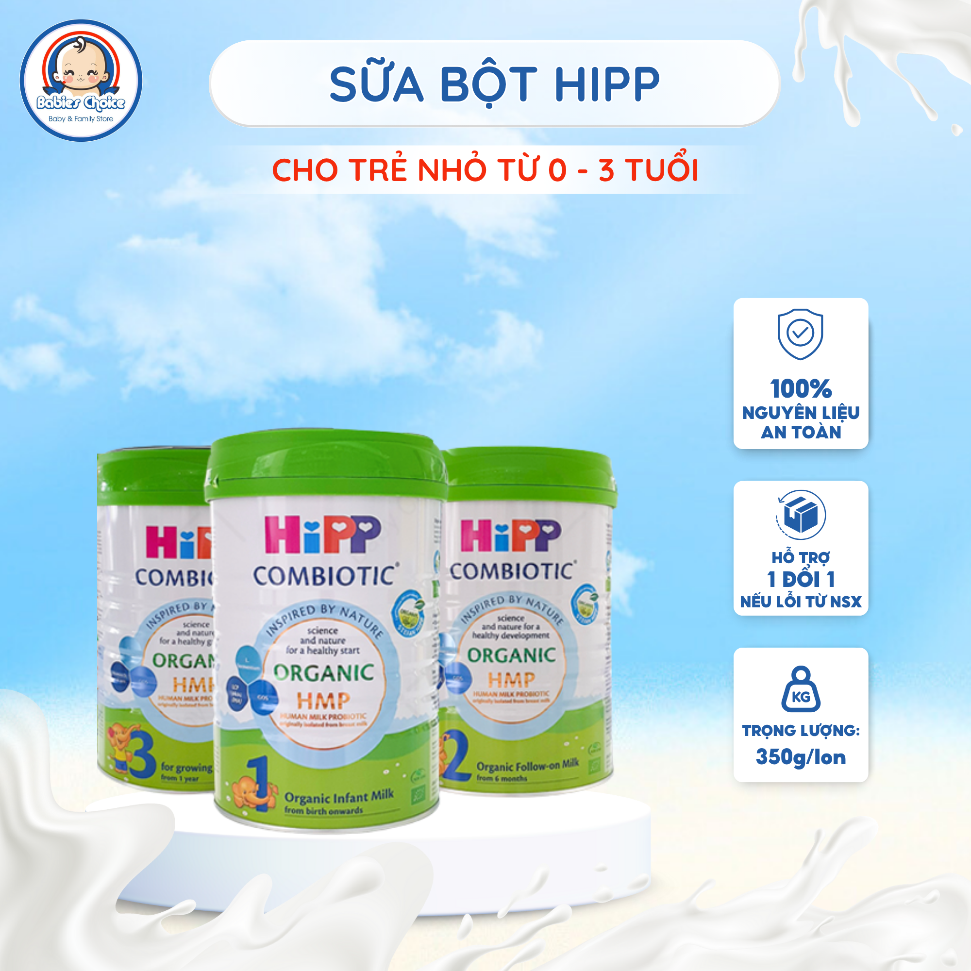 Sữa Bột Công Thức Hipp Organic Combiotic Số 1,2,3 Hỗ Trợ Tiêu Hóa Tăng Chiều Cao Cho Bé Lon 800g