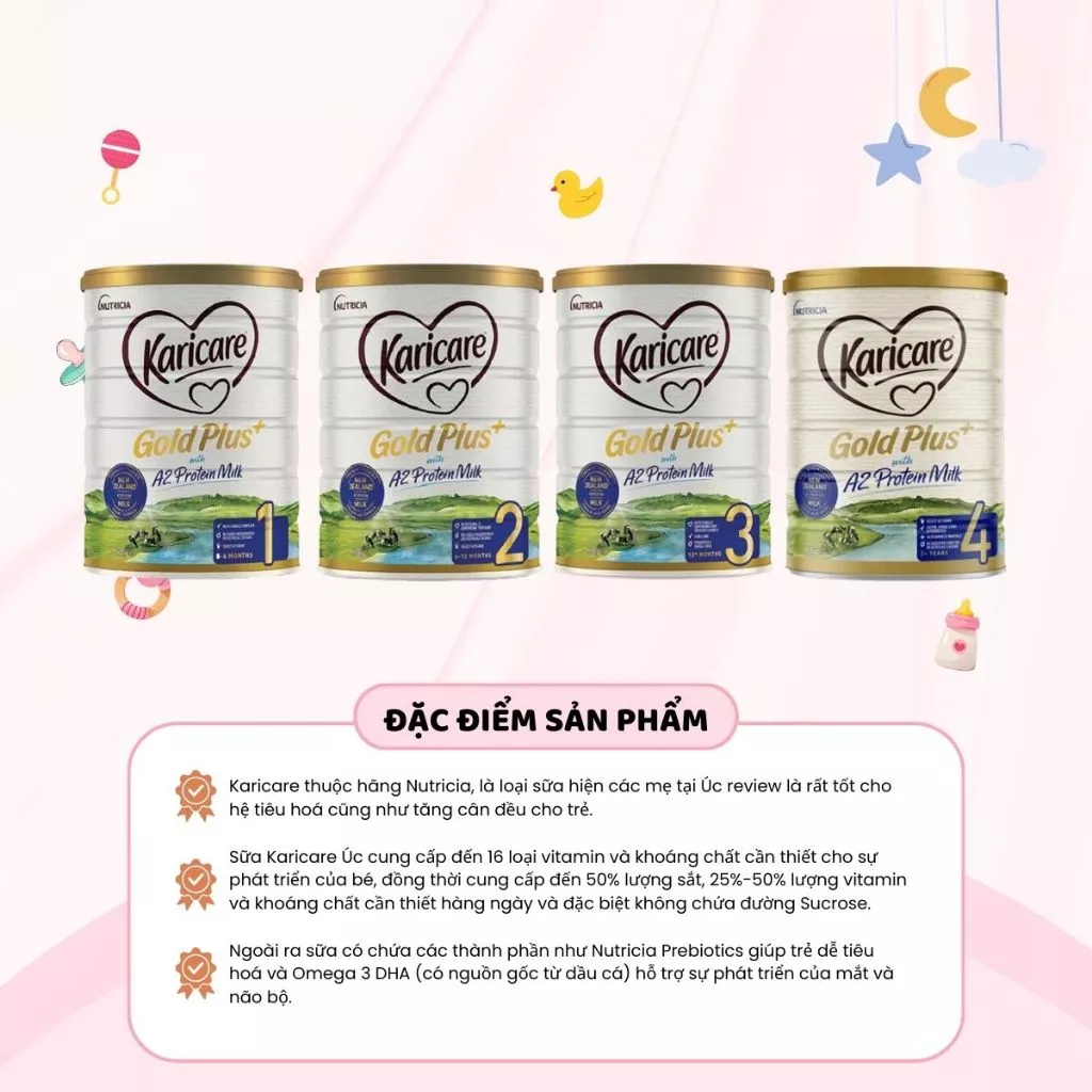 Sữa Bột Karicare A2 Protein Úc Số 1 2 3 4 Phát Triến Chiều Cao Tăng Cường Trí Não Hỗ Trợ Tiêu Hoá 900g - Ảnh 3