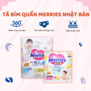 Tã Bỉm Quần MERRIES Cộng Miếng Chuẩn Nội Địa Nhật Bản Siêu Thoáng Mát Thấm Hút Nhanh Chất Lỏng