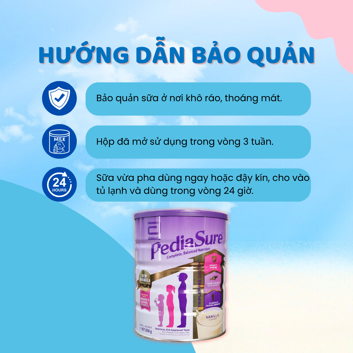Sữa Bột PediaSure Úc Mẫu Mới 850g Giúp Tăng Sức Đề Kháng, Bổ Sung Vitamin Hỗ Trợ Tiêu Hoá Cho Bé - Ảnh 6