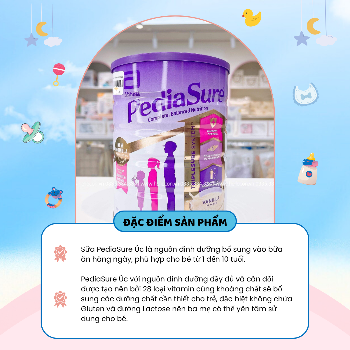 Sữa Bột PediaSure Úc Mẫu Mới 850g Giúp Tăng Sức Đề Kháng, Bổ Sung Vitamin Hỗ Trợ Tiêu Hoá Cho Bé - Ảnh 3