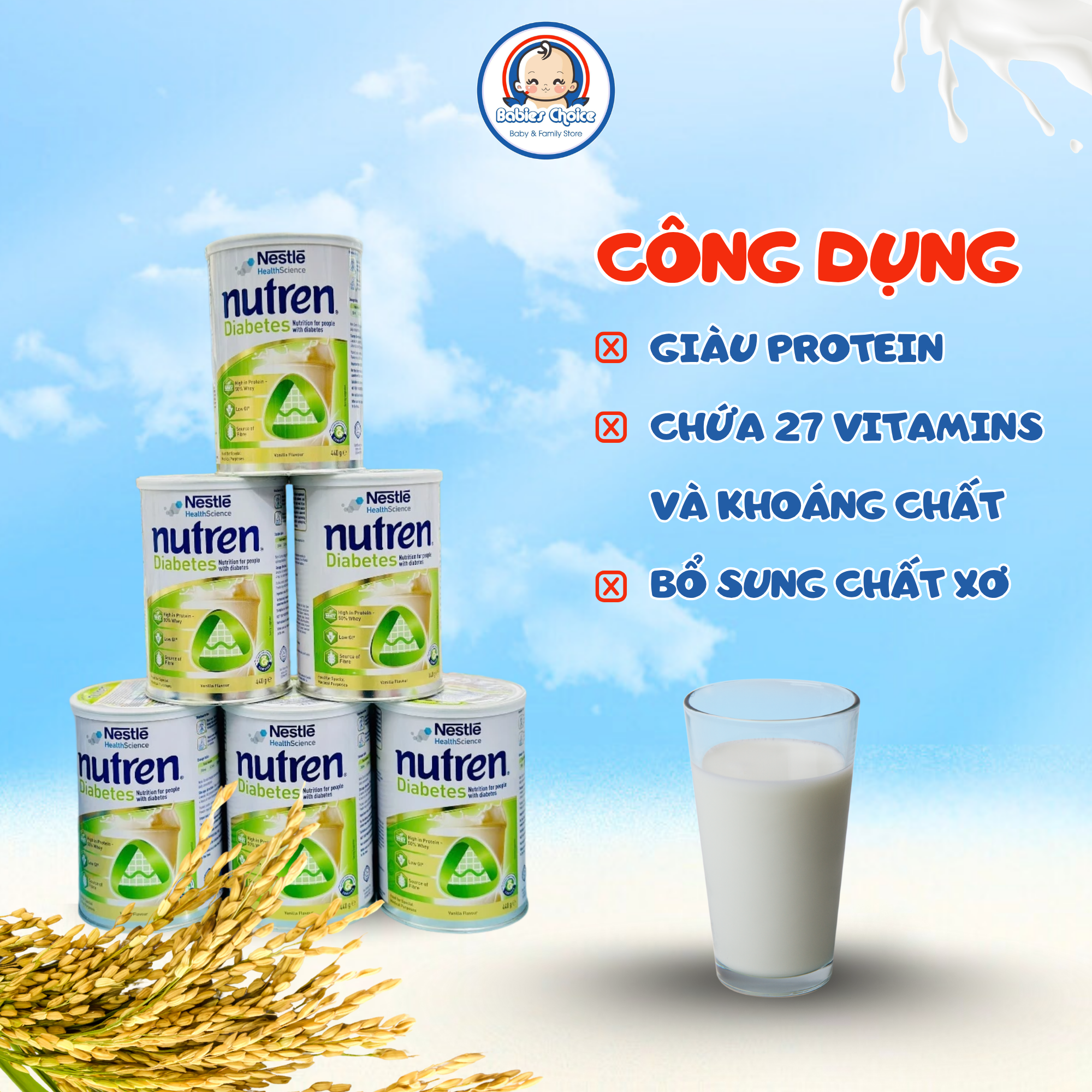 Sữa Nutren Diabetes Úc, Ổn Định Đường Huyết, Dành Cho Người Tiểu Đường Lon 440g - Ảnh 2