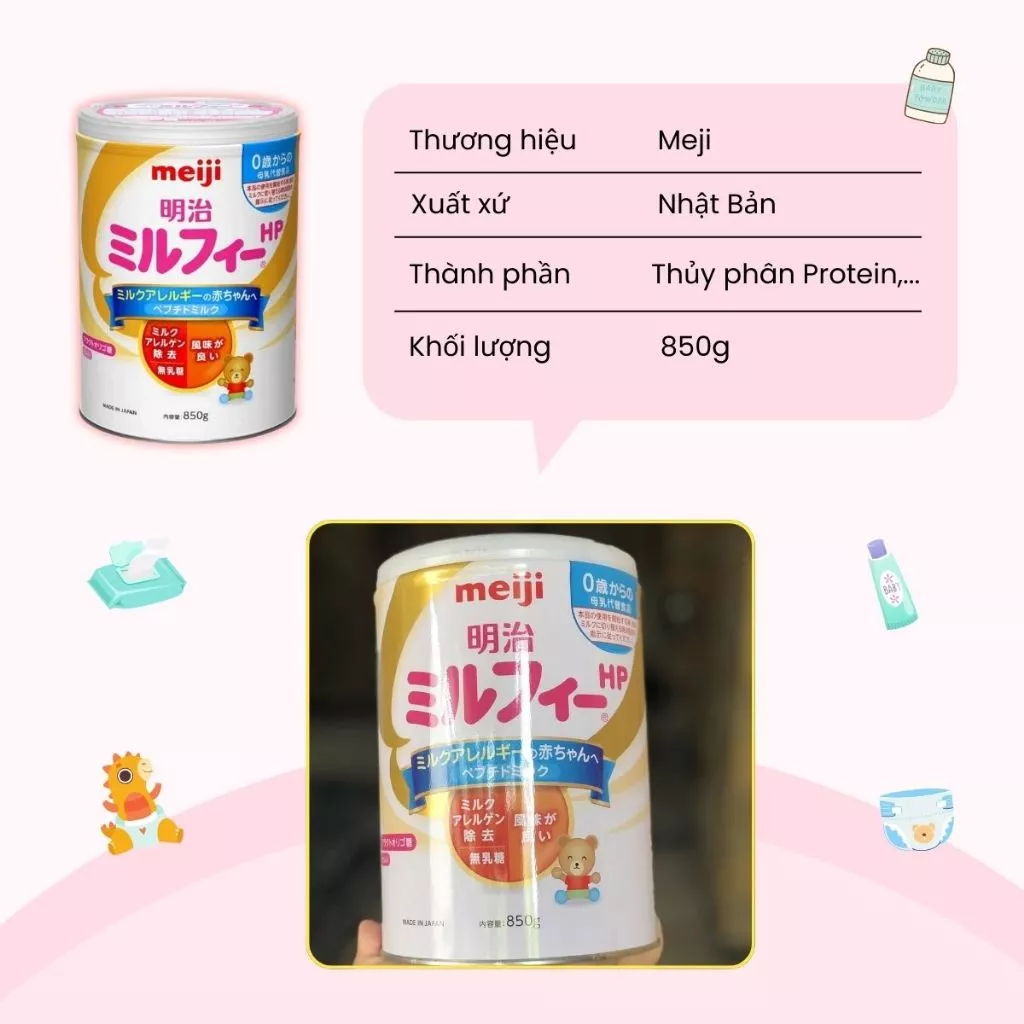 Sữa Bột Công Thức Meiji HP Nội Địa Nhật Cho Trẻ Dị Ứng Đạm Bò Bổ Sung Dinh Dưỡng 850g - Ảnh 2