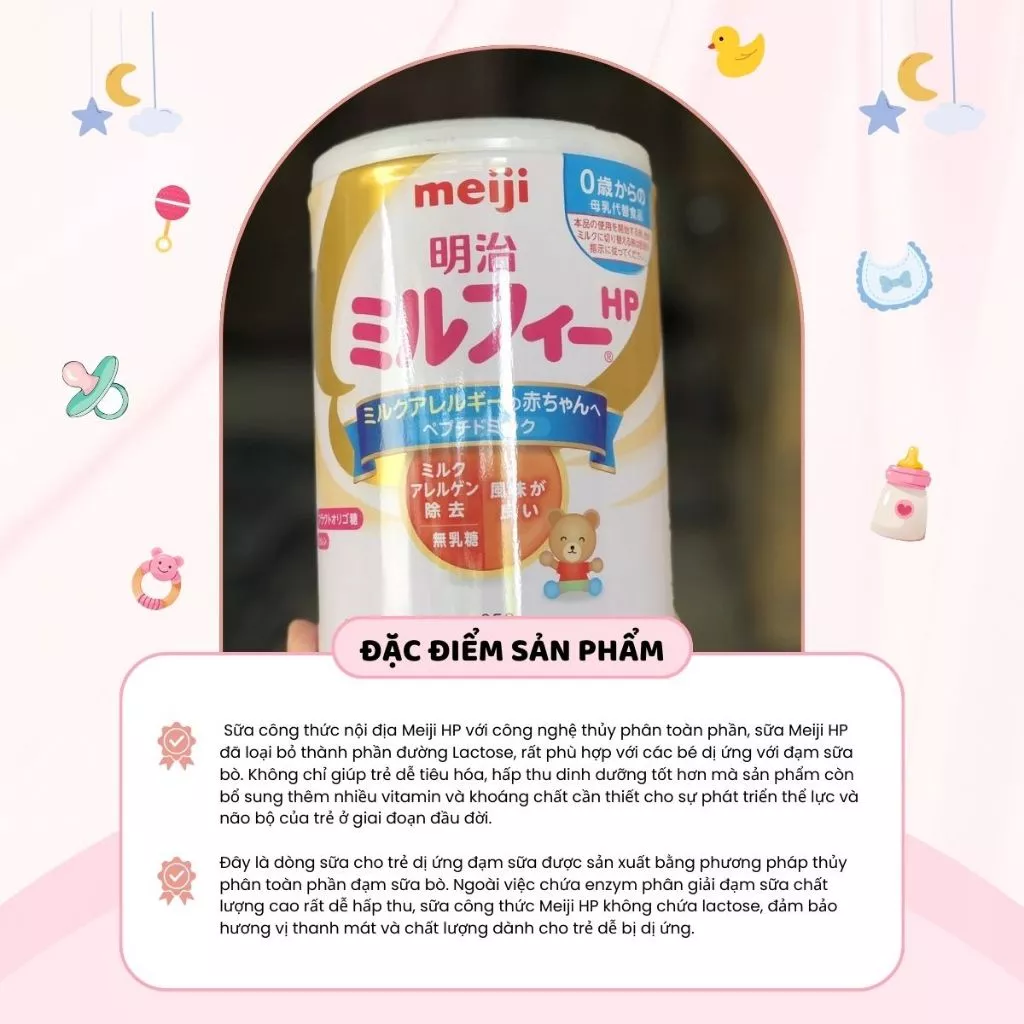 Sữa Bột Công Thức Meiji HP Nội Địa Nhật Cho Trẻ Dị Ứng Đạm Bò Bổ Sung Dinh Dưỡng 850g - Ảnh 4