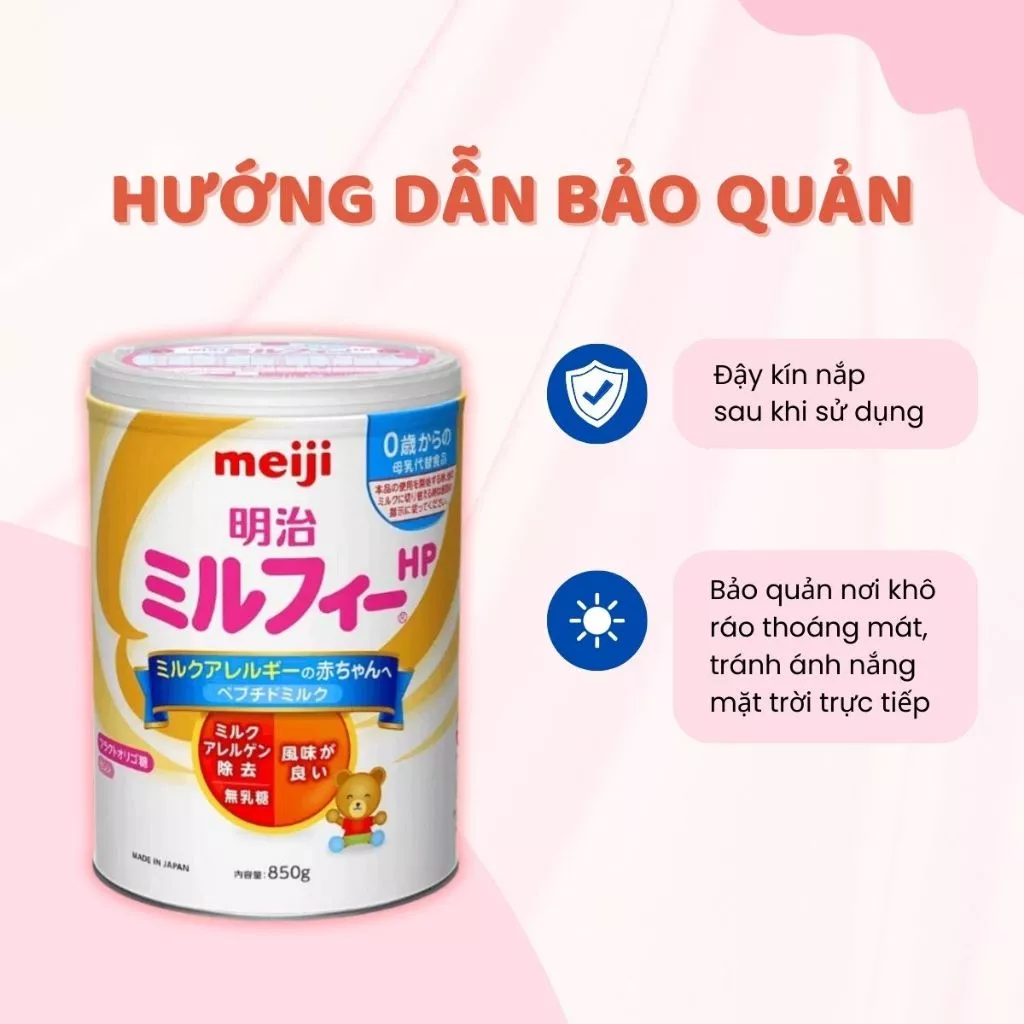 Sữa Bột Công Thức Meiji HP Nội Địa Nhật Cho Trẻ Dị Ứng Đạm Bò Bổ Sung Dinh Dưỡng 850g - Ảnh 6