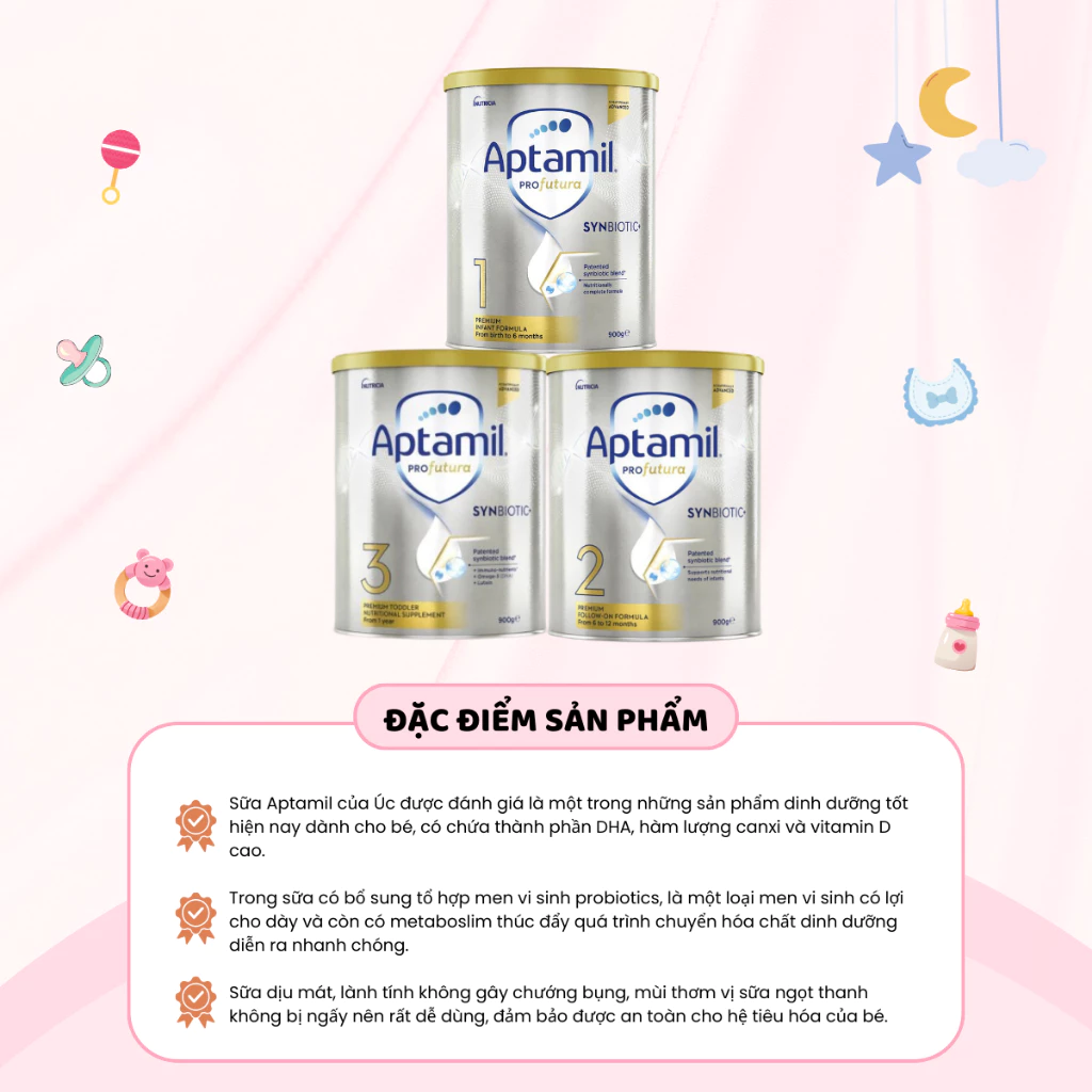 Sữa Aptamil Úc Số 1, 2, 3 Giàu Omega 3-6 Phát Triển Trí Não Chiều Cao Kích Thích Vị Giác Cho Bé Ăn Ngon Hộp 900gr - Ảnh 3