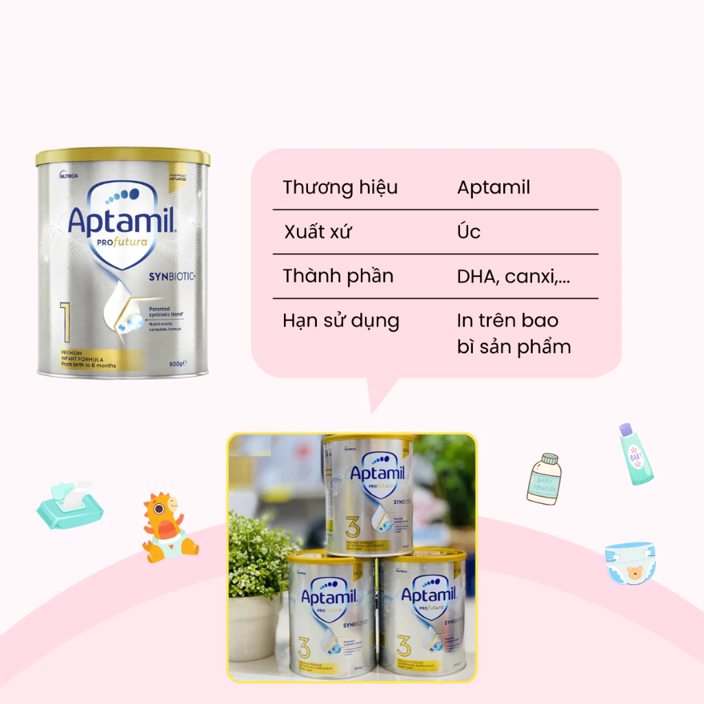Sữa Aptamil Úc Số 1, 2, 3 Giàu Omega 3-6 Phát Triển Trí Não Chiều Cao Kích Thích Vị Giác Cho Bé Ăn Ngon Hộp 900gr - Ảnh 2