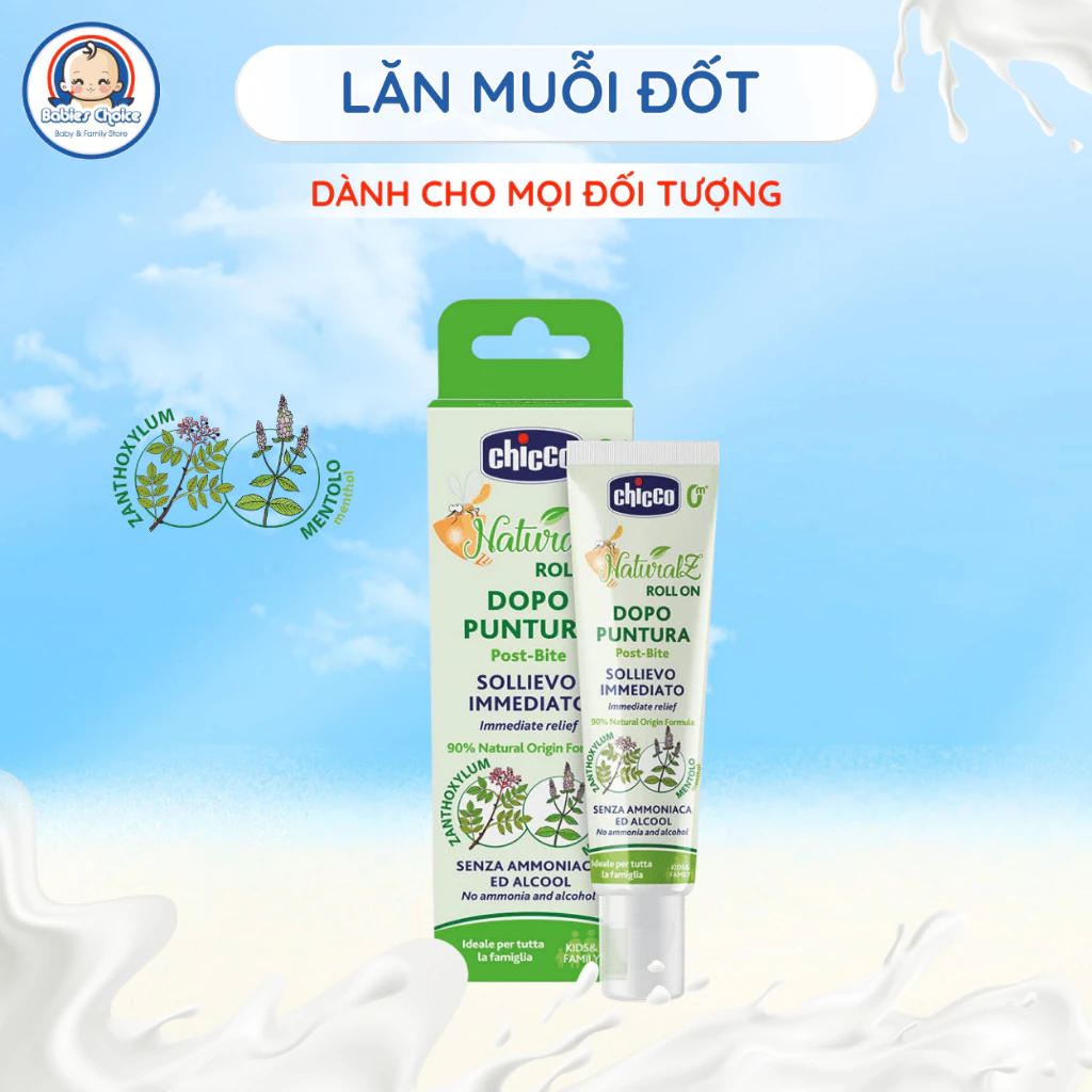Lăn Bôi Vết Muỗi Đốt, Côn Trùng Cắn Chicco Hương Bạc Hà Làm Dịu Mát Giảm Ngứa Không Để Lại Sẹo 10ml