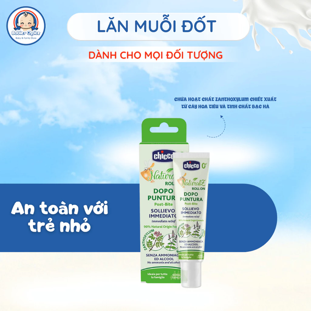 Lăn Bôi Vết Muỗi Đốt, Côn Trùng Cắn Chicco Hương Bạc Hà Làm Dịu Mát Giảm Ngứa Không Để Lại Sẹo 10ml - Ảnh 2