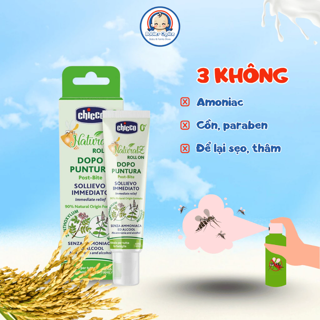 Lăn Bôi Vết Muỗi Đốt, Côn Trùng Cắn Chicco Hương Bạc Hà Làm Dịu Mát Giảm Ngứa Không Để Lại Sẹo 10ml - Ảnh 3