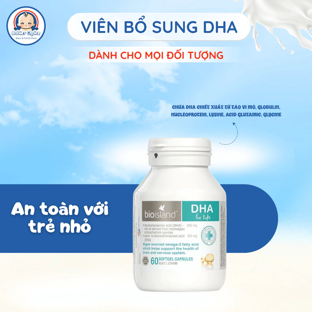 Viên Uống Bổ Sung DHA Cho Trẻ Từ Sơ Sinh Bioisland Phát Triển Trí Não, Thị Giác Tăng Miễn Dịch 60 Viên - Ảnh 2