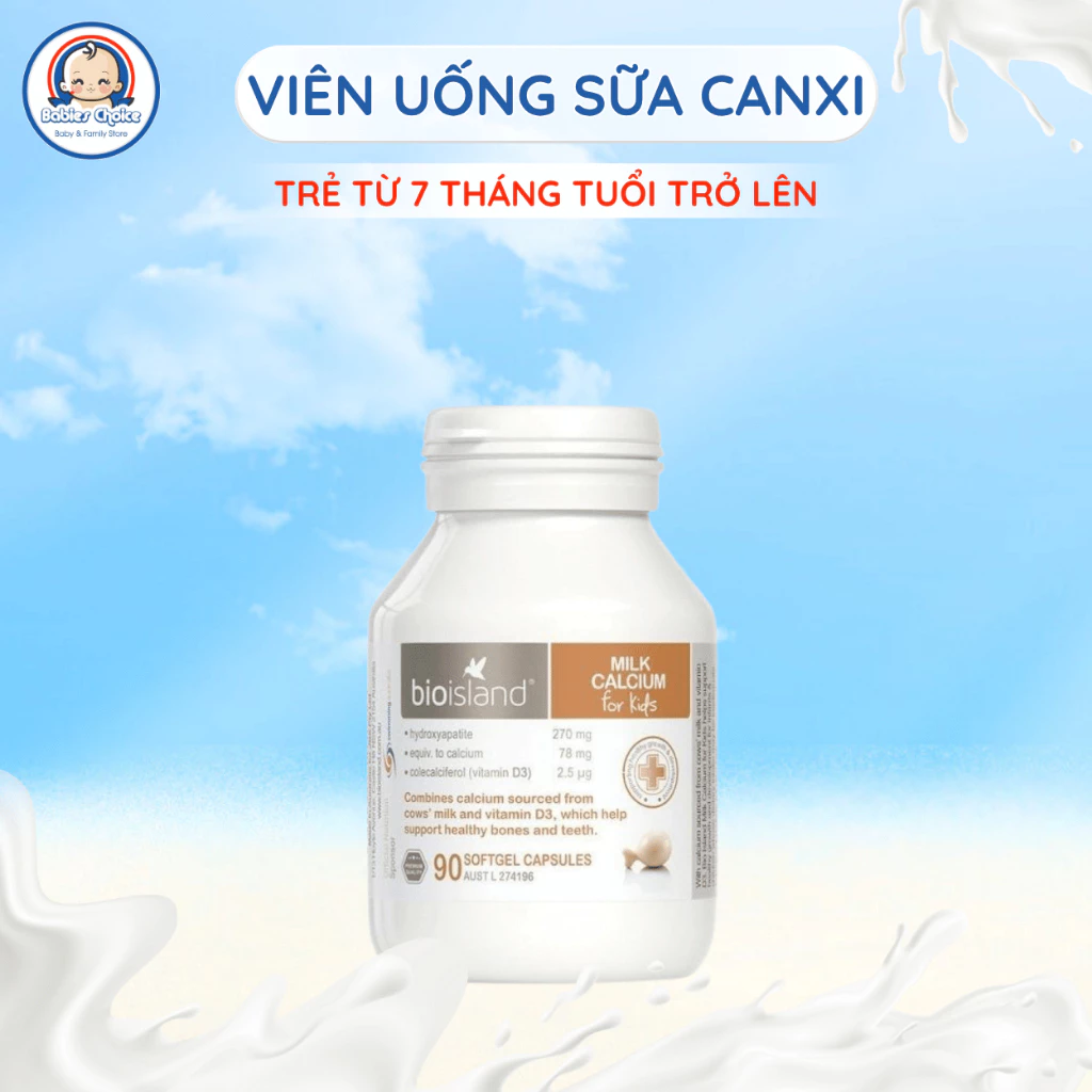 Viên Sữa Bổ Sung Canxi Cho Trẻ Từ 7 Tháng Bioisland Milk Calcium Phát Triển Xương Răng Khoẻ Mạnh 90 Viên