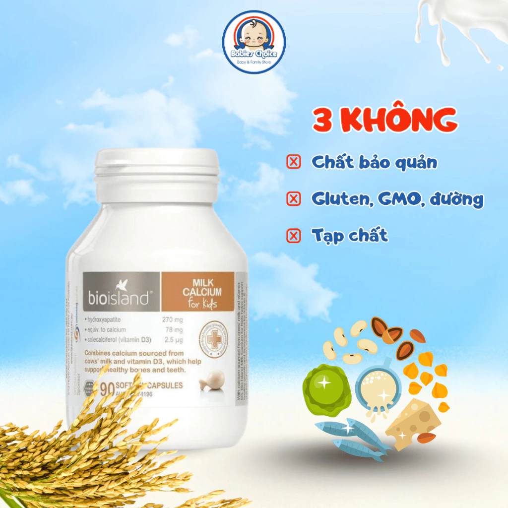 Viên Sữa Bổ Sung Canxi Cho Trẻ Từ 7 Tháng Bioisland Milk Calcium Phát Triển Xương Răng Khoẻ Mạnh 90 Viên - Ảnh 3