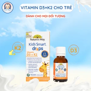 Vitamin D3+K2 Cho Trẻ Sơ Sinh Nature's Way Kids Smart Drops Hấp Thu Canxi Giúp Xương Răng Chắc Khoẻ 11ml
