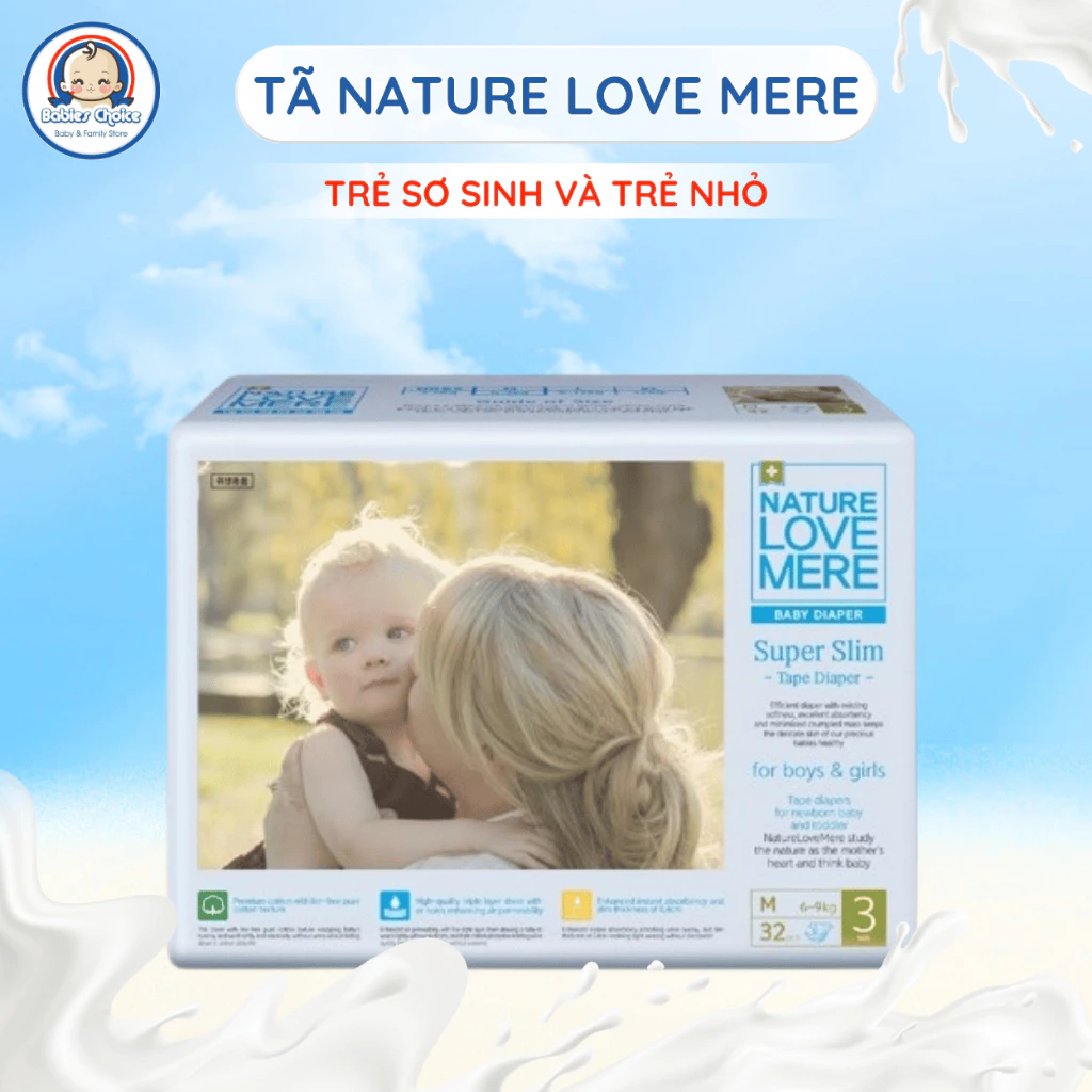 Tã Nature Love Mere Thiết Kế Thấm Hút Vượt Trội Kháng Khuẩn An Toàn Cho Bé