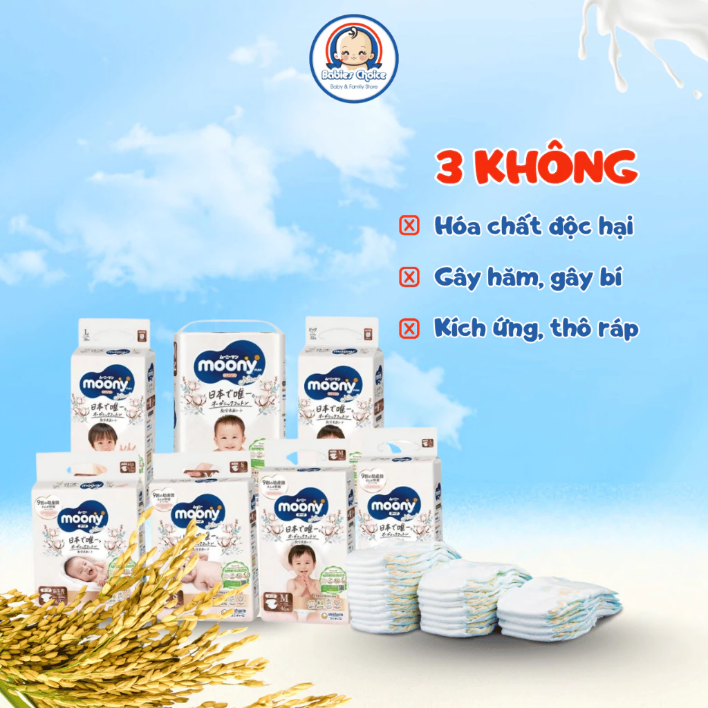 Tã Moony Natural Thiết Kế Thoáng Khí Lõi Bông Mềm Thấm Hút Tốt Nội Địa Nhật - Ảnh 3