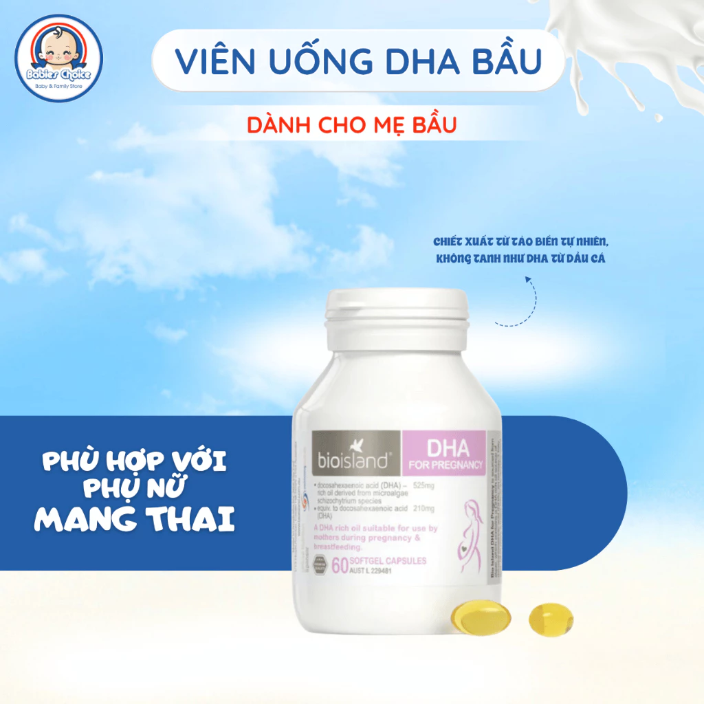 Viên Uống Bổ Sung DHA Bầu Bioisland Phát Triển Trí Não, Thị Giác Tăng Miễn Dịch 60 Viên - Ảnh 2