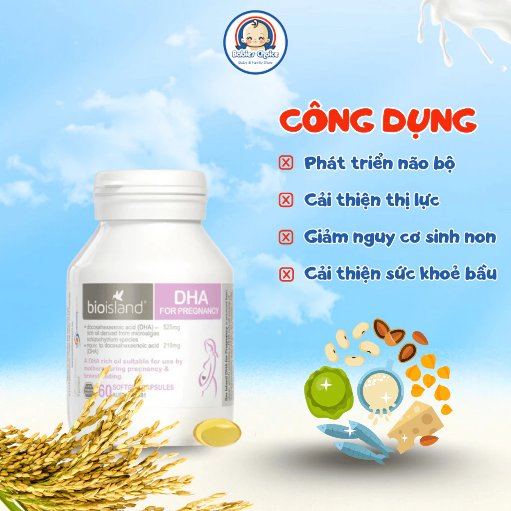 Viên Uống Bổ Sung DHA Bầu Bioisland Phát Triển Trí Não, Thị Giác Tăng Miễn Dịch 60 Viên - Ảnh 3